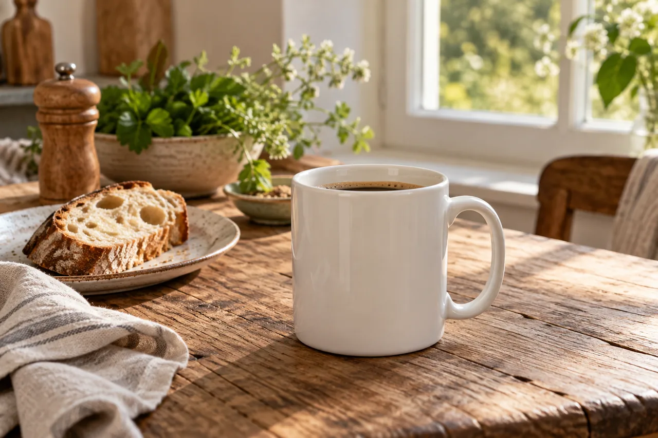 Symbolbild: Keramiktasse am Küchenfenster