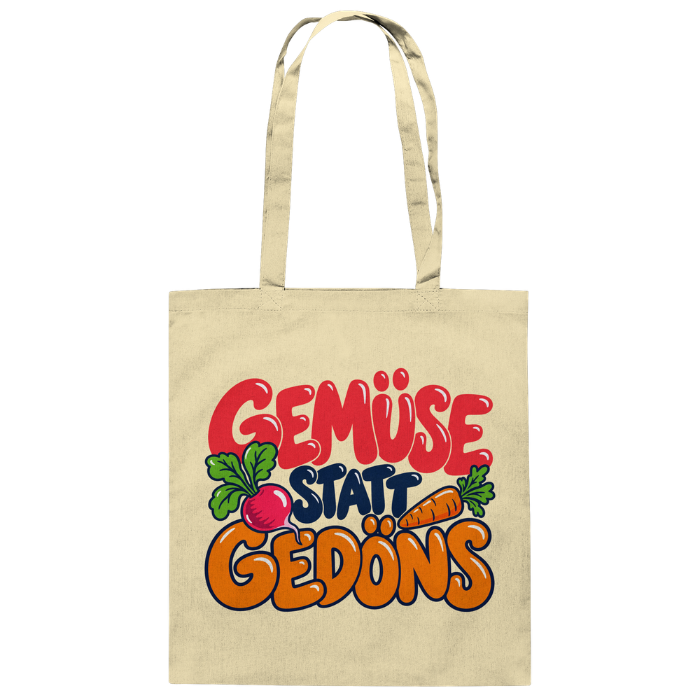 GEMÜSE STATT GEDÖNS – Baumwolltasche mit lustigem Spruch | Stoffbeutel für Gartenfreunde & Gemüseliebhaber - Baumwolltasche – Bild 4