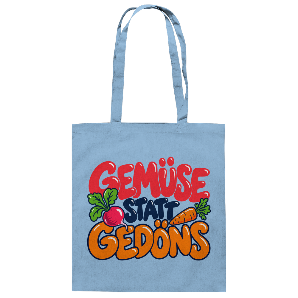 GEMÜSE STATT GEDÖNS – Baumwolltasche mit lustigem Spruch | Stoffbeutel für Gartenfreunde & Gemüseliebhaber - Baumwolltasche – Bild 6