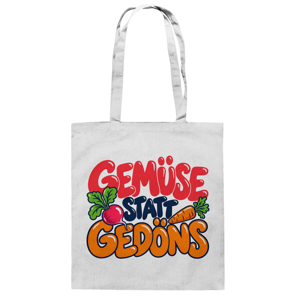 GEMÜSE STATT GEDÖNS – Baumwolltasche mit lustigem Spruch | Stoffbeutel für Gartenfreunde & Gemüseliebhaber - Baumwolltasche – Bild 2