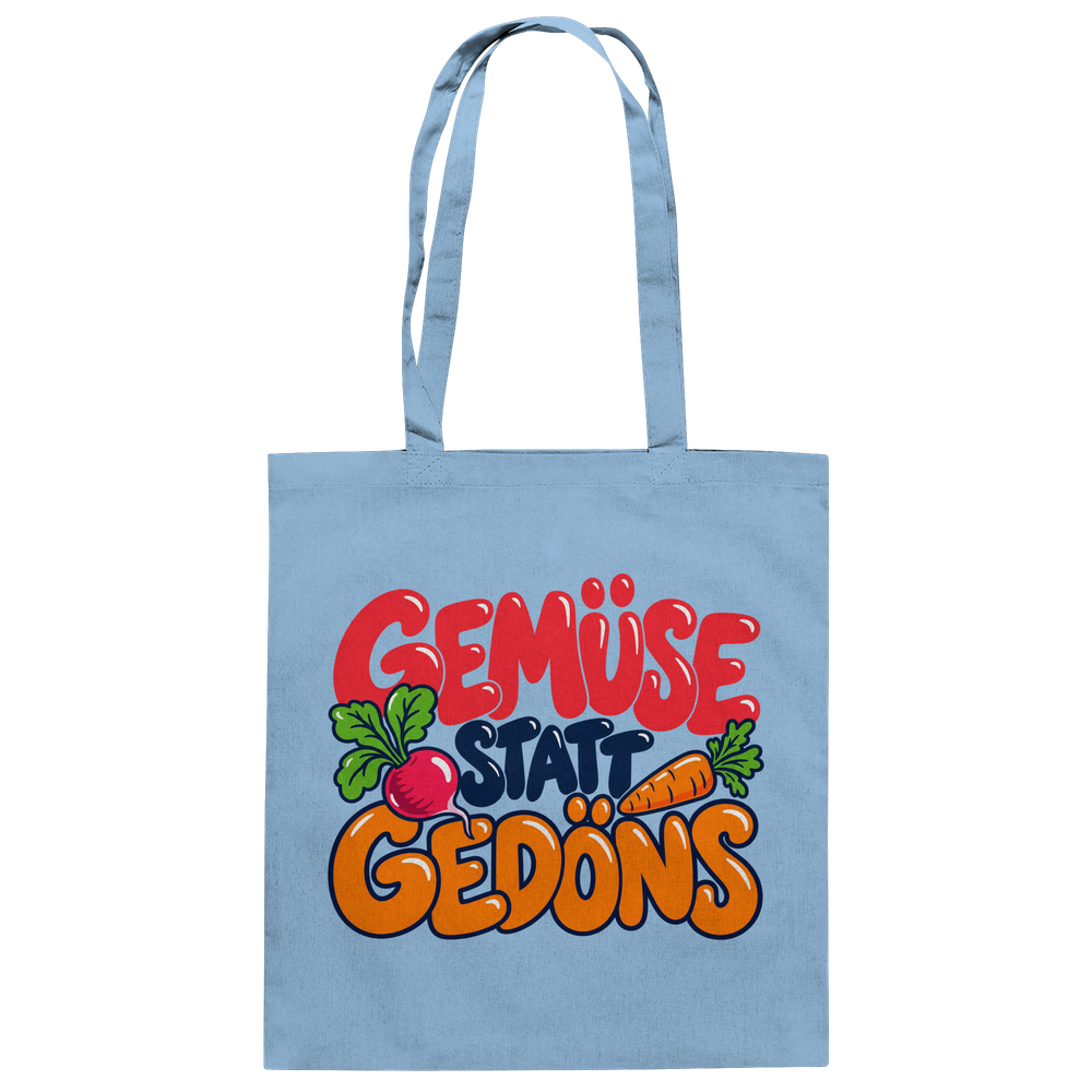 GEMÜSE STATT GEDÖNS – Baumwolltasche mit lustigem Spruch | Stoffbeutel für Gartenfreunde & Gemüseliebhaber - Baumwolltasche – Bild 5