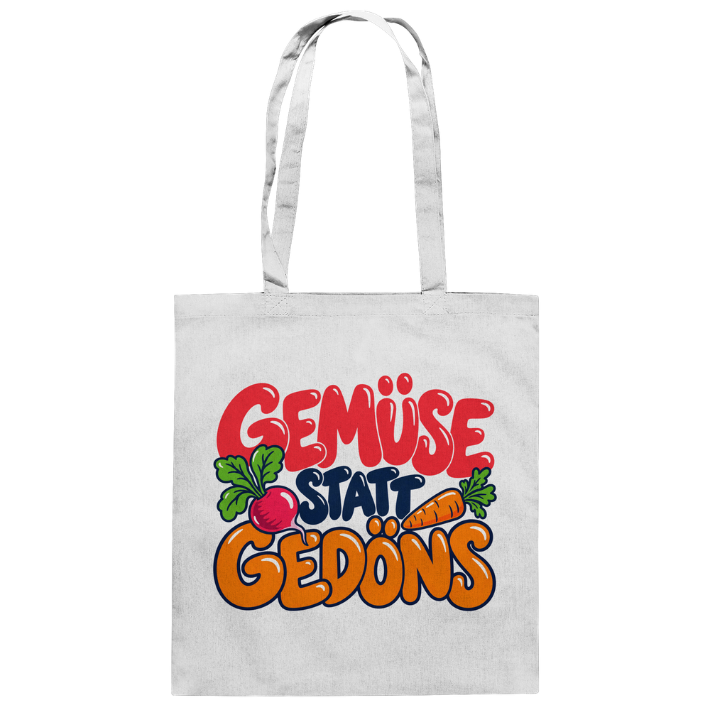 GEMÜSE STATT GEDÖNS – Baumwolltasche mit lustigem Spruch | Stoffbeutel für Gartenfreunde & Gemüseliebhaber - Baumwolltasche