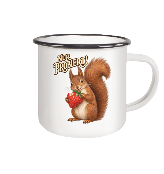 NUR PROBIERT! - Emaille Tasse (Black)